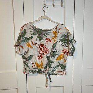 Gap Tropical Linen Blend Cropped Tee